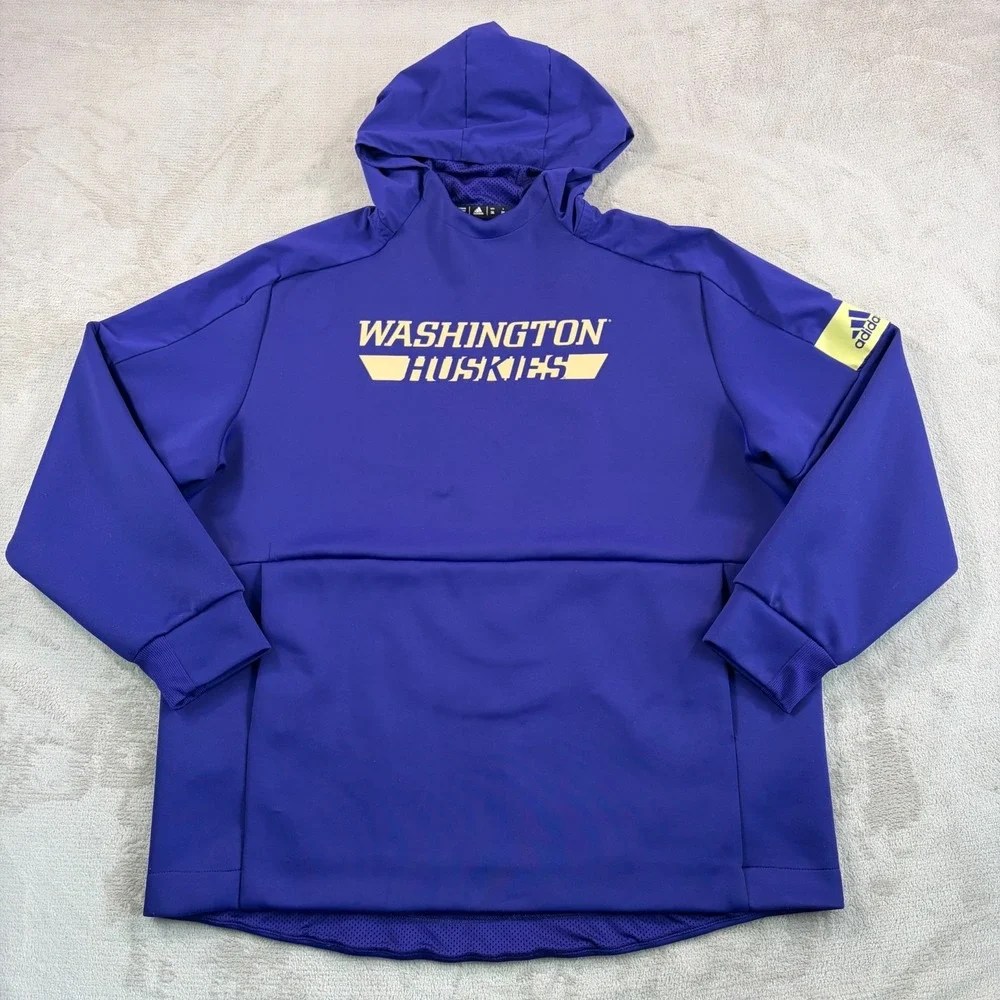Adidas NCAA WASHINGTON HUSKIES GAME MODE HOODIE Men 2XL Purple Pullover Football
